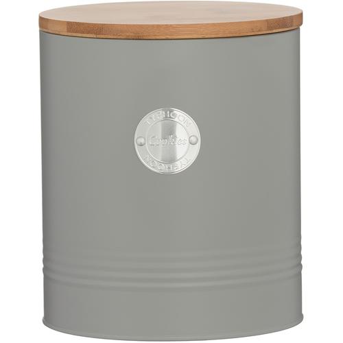 „Keksdose TYPHOON „“Living““ Lebensmittelaufbewahrungsbehälter Gr. B/H/L: 16 cm x 18 cm x 16 cm, grau (pastellgrau) Kaffeedosen, Teedosen Keksdosen 3,4 Liter, mit Bambusdeckel“
