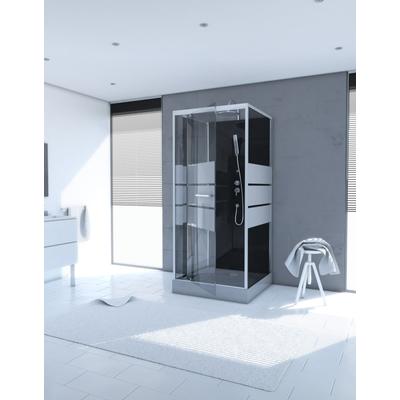Komplettdusche MARWELL "Dusy", Mädchen, Gr. B/H/T: 90cm x 225cm x 90cm, ohne Antikalk-Versiegelung, schwarz (silberfarben), Duschkabinen, inkl. Armaturen Image