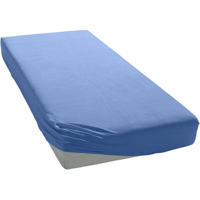 Spannbettlaken BELLANA "bellana by nature", blau (mittelblau), B:120-130cm L:200cm, Single-Jersey, Obermaterial: 100% Baumwolle, Laken, aus zertifizierter Bio-Baumwolle Image