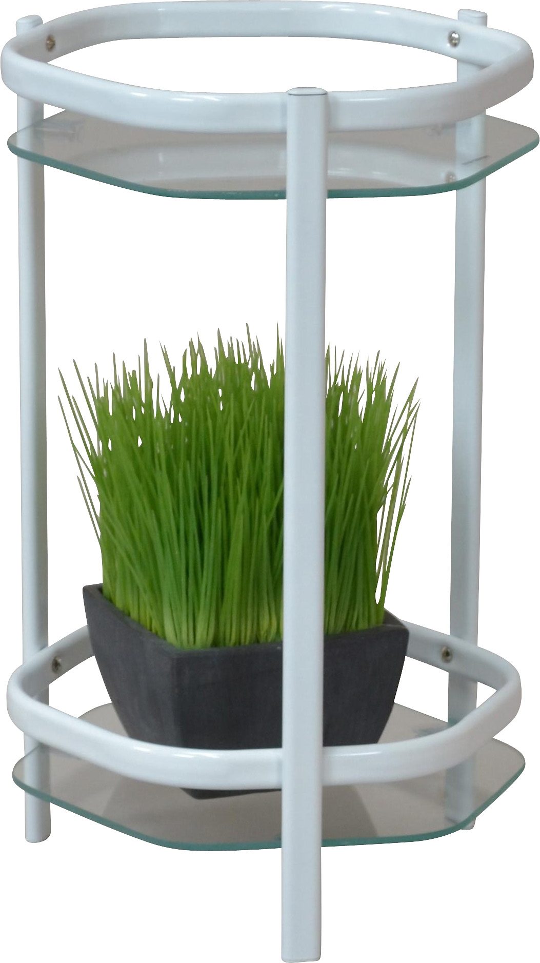 Beistelltisch, weiß, B:27cm H:45cm T:28cm, HOFMANN LIVING AND MORE, Tische, Beistelltisch, mit 2 Sicherheitsglasplatten