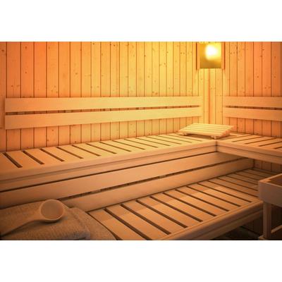 Saunarückenlehne KARIBU "Premium Set 1", beige (natur), B:224cm H:20cm, Holzwerkstoff, Rückenlehnen, inkl. Bankblende