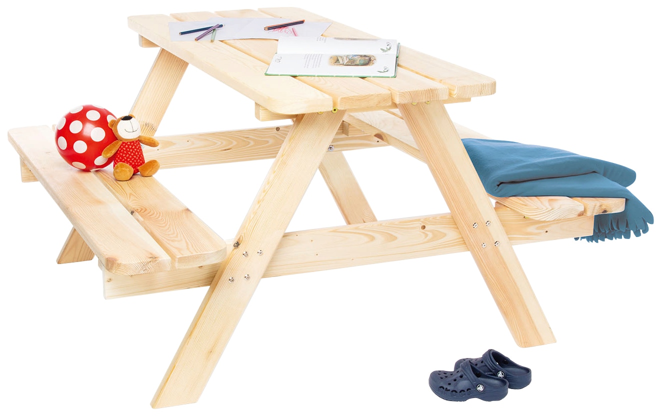 Kindersitzgruppe PINOLINO "Nicki Maxi", beige (natur,), Sitzmöbel-Sets, Kinder, B/H/T: 119cm x 65cm x 118cm, Massivholz, BxLxH: 119x118x65 cm, B:119cm H:65cm T:118cm