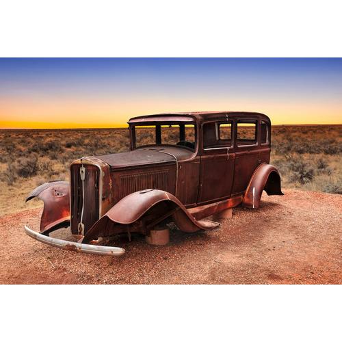 „PAPERMOON Fototapete „“Rout 66 Oldtimer““ Tapeten Gr. B/L: 4,50 m x 2,80 m, Bahnen: 9 St., bunt Fototapeten“