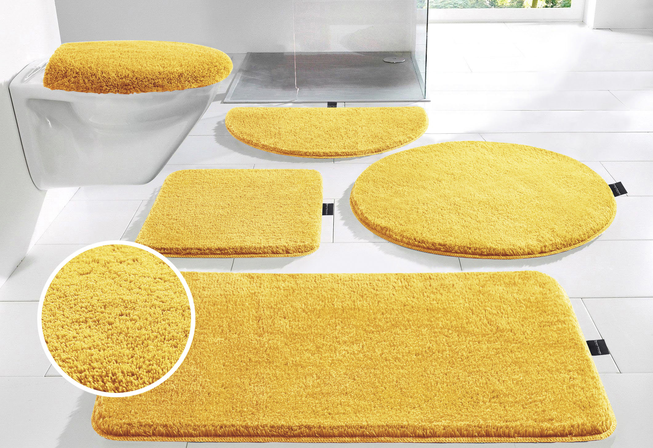 Badematte BRUNO BANANI "Lana, Badvorleger, Badezimmer Teppich" Gr. 14, gelb (lemon), H:25mm, Polyacryl, Badematten, Badematte, Badteppich, Badematten, unifarben, auch als 3 teiliges Set & rund