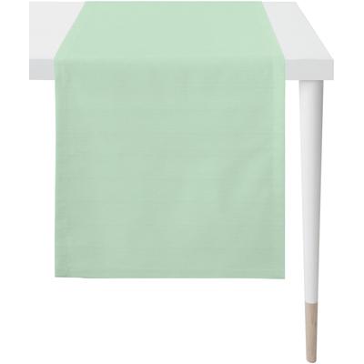 Tischläufer APELT "4362 Rips-Uni", grün (mint), B:45cm L:135cm, Polyester, Baumwolle, Tischdecken, UNI-BASIC Image