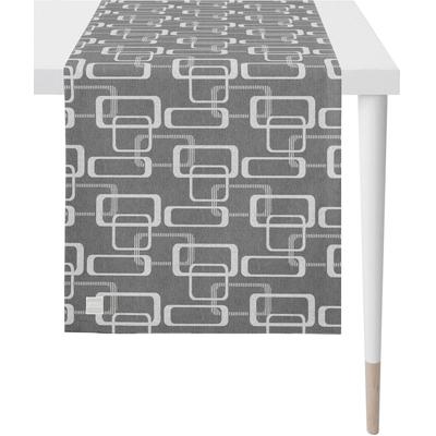 Tischläufer APELT "3966 Outdoor, Sommerdeko, Sommer", grau (grau, weiß), B:46cm L:135cm, Polyester, Tischdecken, Jacquardgewebe Image