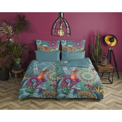 Wendebettwäsche HIP "Lovise", bunt (multi), B/L: 155cm x 220cm, , Satin, B/L: 80cm x 80cm, Satin, Obermaterial: 100% Baumwolle, Bettwäsche, Mako-Satin, 135x200, Reißverschluss, Wendeoptik, Mandala Blumen Petrol Image