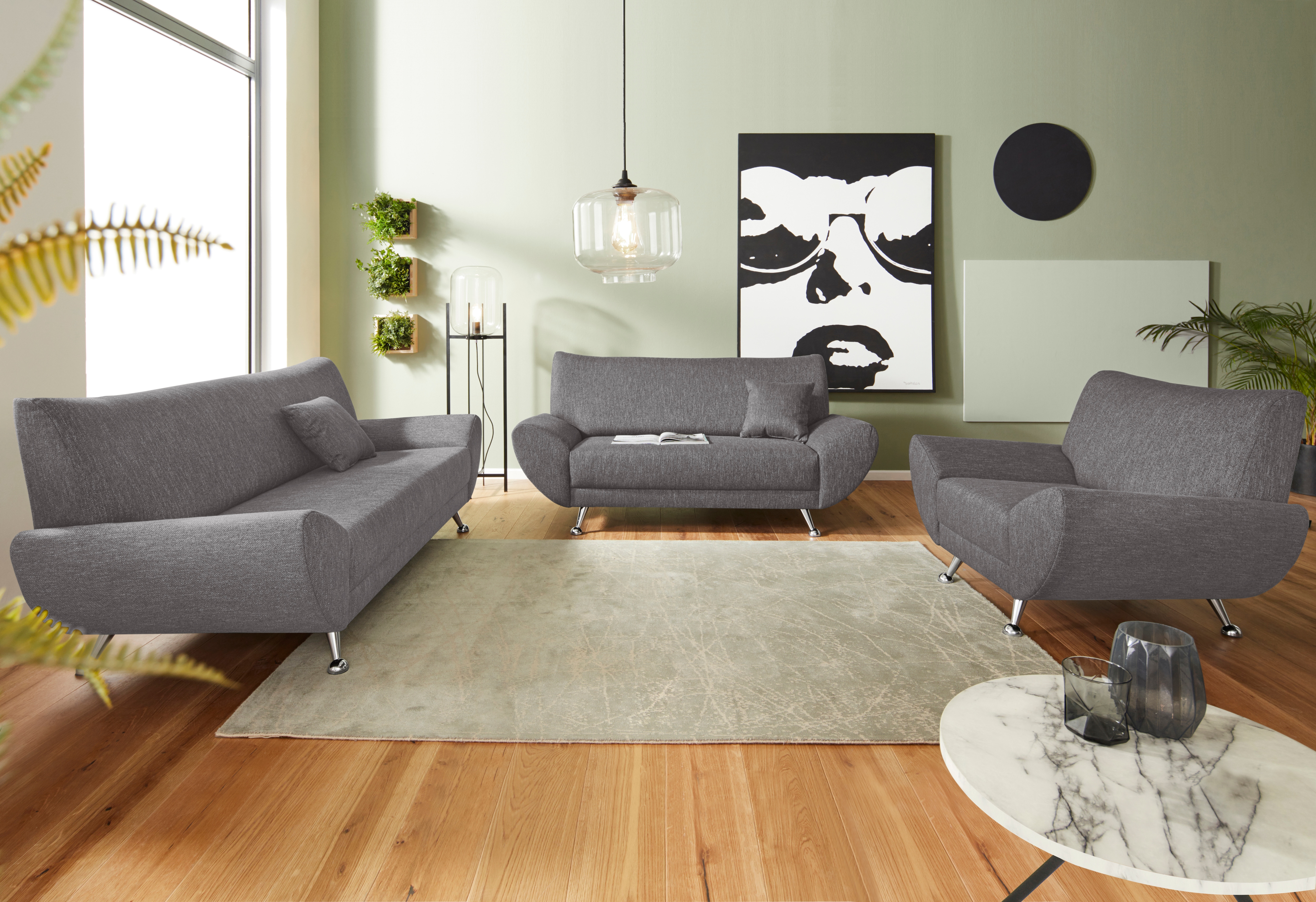 Polstergarnitur INOSIGN "Saltare elegant und komfortabel, OTTOs Choice, 3-2-1", grau (dunkelgrau,), H:78cm T:82cm, Sitzmöbel-Sets, Topseller