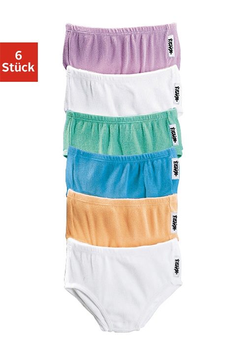 Slip PETITE FLEUR, Kinder, Gr. 152, bunt (flieder, mint, blau, pfirsich, weiß, weiß), Piqué, Obermaterial: 95% Baumwolle, 5% Elasthan, unifarben, körpernah, Unterhosen Unterhose Slip, bequemer Basic, angenehm zu Tragen Image