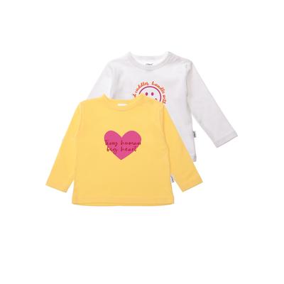 Langarmshirt LILIPUT "Tiny Human" Gr. 50/56, gelb (weiß-gelb) Jungen Shirts mit praktischen Druckknöpfen