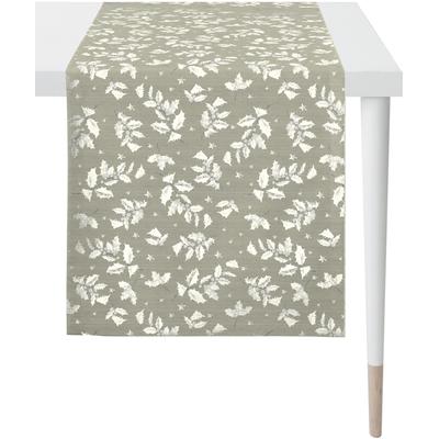 Tischläufer APELT "3625 Christmas Elegance, Jacquardgewebe, Weihnachtsdeko, Weihnachten", grau (taupe, silberfarben), B:48cm L:140cm, Polyester, Viskose, Tischdecken, mit glänzenden Fäden Image