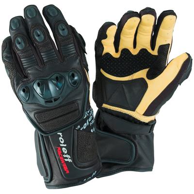 Motorradhandschuhe ROLEFF "RO 69" Gr. XXL, schwarz (schwarz, beige), Handschuhe, XXL, Obermaterial: 90% Rindsleder, 10% Polyester. Innenfutter: 100% Polyester, winddicht