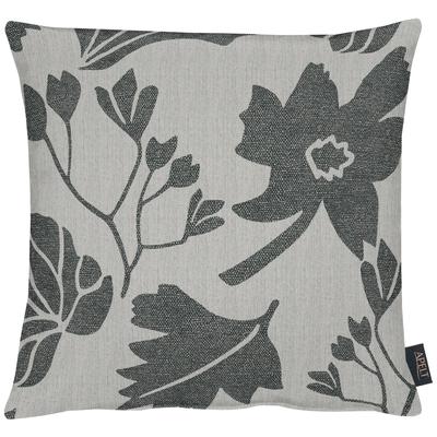 Dekokissen APELT "Marlene", schwarz (schwarz, weiß, geblümt), B:46cm L:46cm, Polyester, Kunstfaser, Dekokissen_Sitzkissen_Kissenhüllen, Kissenhülle ohne Füllung, 1 Stück Image