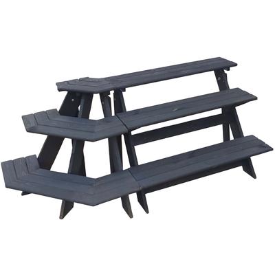 Blumenständer PROMADINO "Blummentreppe A_nja", grau (anthrazit), B:137cm H:62cm T:59cm, Holzwerkstoff, Pflanzgefäße, mit Eckelement, BxTxH: 137x59x62 cm
