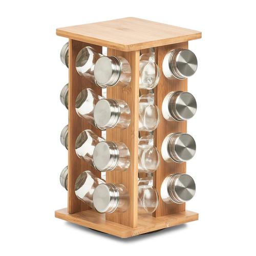 Gewürzständer ZELLER PRESENT Gewürzstreuer braun (natur, transparent) Gewürzständer Gewürzstreuer Bambus, inkl. 16 Gewürzgläser