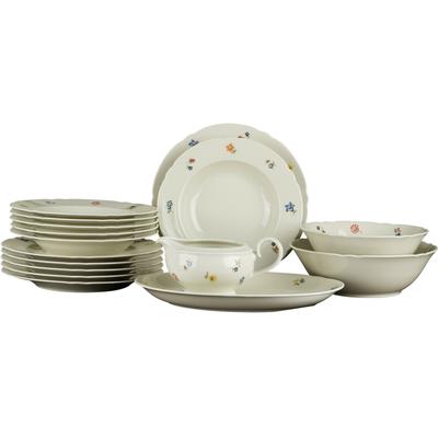Tafelservice SELTMANN WEIDEN "Geschirr-Set, Service Marieluise", creme, bunt, 16 tlg., Porzellan, Geschirr-Sets, Geschirr, Geschirr-Set, Made in Germany, 16 Teile, für 6 Personen Image