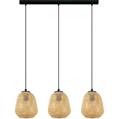 EGLO Hängeleuchte "Dembleby", beige (natur), B:90cm, Lampen, Hängelampe Vintage, Natur, Hygge, Holzgeflecht, E27, Ø 20 c