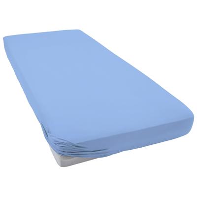 Spannbettlaken JANINE "MAKO-FEINJERSEY 5007", blau, B:180-200cm L:200cm, Mako-Jersey, Obermaterial: 100% Baumwolle, Lake