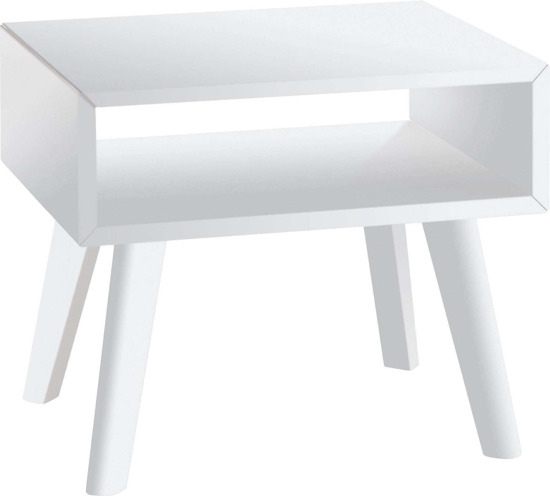 Nachttisch HASENA "Jaca", weiß (weiß deckend, weiß deckend lackiert), B:50cm H:42cm T:41cm, Buche massiv, lackiert, Tische, Nachttisch