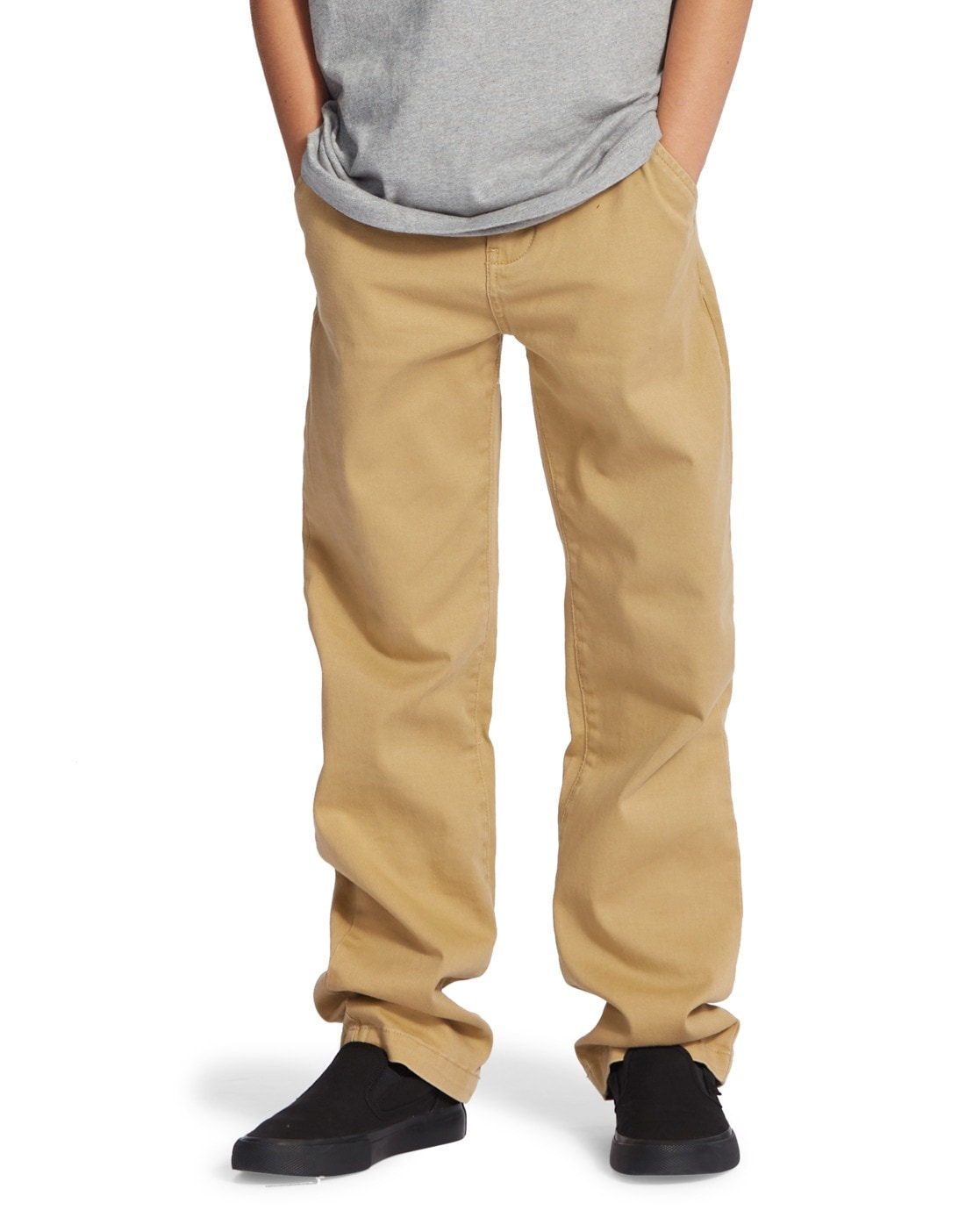 Chinos DC SHOES "Worker Relaxed", Jungen, Gr. 12(148-156cm), beige (incense), Obermaterial: 99% Walkfrottier, 1% Elasthan;, Hosen