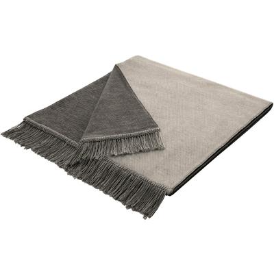 Sesselschoner BIEDERLACK "Cotton Cover Salt & Pepper", silber (silberfarben), B:50cm L:200cm, Baumwolle, Polyacryl, Polyester, Sesselschoner, mit Fransen Image