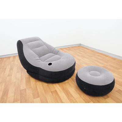 Luftsessel INTEX "Ultra Lounge Ottomane" Luftbetten Gr. B/H/L: 99cm x 76cm x 130cm, grau (grau/schwarz)