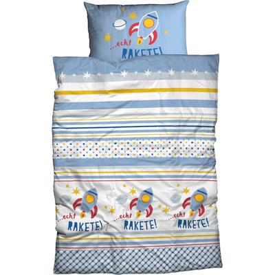 Kinderbettwäsche ADELHEID "Echt Rakete", blau (hellblau), B/L: 100cm x 135cm, , Renforcé, B/L: 40cm x 65cm, Renforcu00e9, Obermaterial: 100% Baumwolle, Bettwäsche, abgepasstes Kissen mit Rakete Image