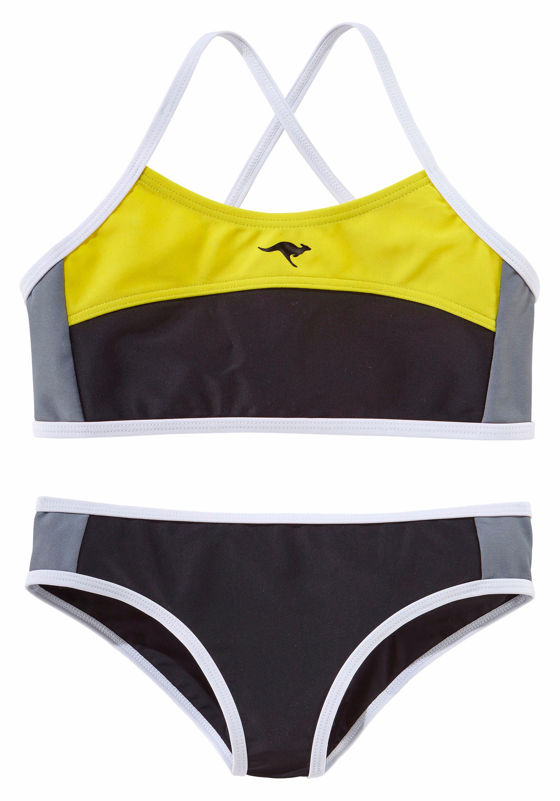Bustier-Bikini KANGAROOS, Kinder, Gr. 146/152, N-Gr, schwarz (schwarz, gelb), Polyamid, Bikini-Sets, im sportlichen Look Image