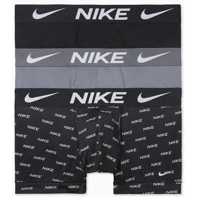 Trunk NIKE UNDERWEAR "TRUNK 3PK", Herren, Gr. S/46, grau (nike logo print, cool grau, schwarz), Jersey, Obermaterial: 92% Polyester, 8% Elasthan, unifarben, bedruckt, körpernah, Unterhosen, mit Logo-Elastikbund Image