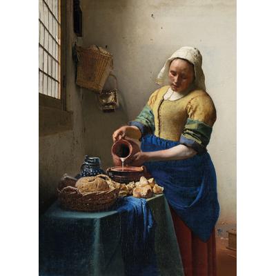 Leinwandbild ART FOR THE HOME "Het melkmeisje, Jan Vermeer, ca. 1660", bunt (farbe bild(er): gelb, blau, braun), B:70cm H:100cm T:3cm, Bilder Image