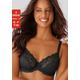 Bügel-BH PETITE FLEUR Gr. 80, Cup E, schwarz (schwarz, weiß) Damen BHs Bügel-BHs