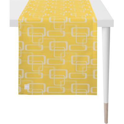 Tischläufer APELT "3966 Outdoor, Sommerdeko, Sommer", gelb (gelb, weiß), B:46cm L:135cm, Polyester, Tischdecken, Jacquardgewebe Image