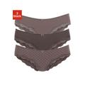 Slip LASCANA Gr. 36/38, 3 St., grau (taupe, gepunktet, gestreift, uni) Damen Unterhosen Klassische Slips