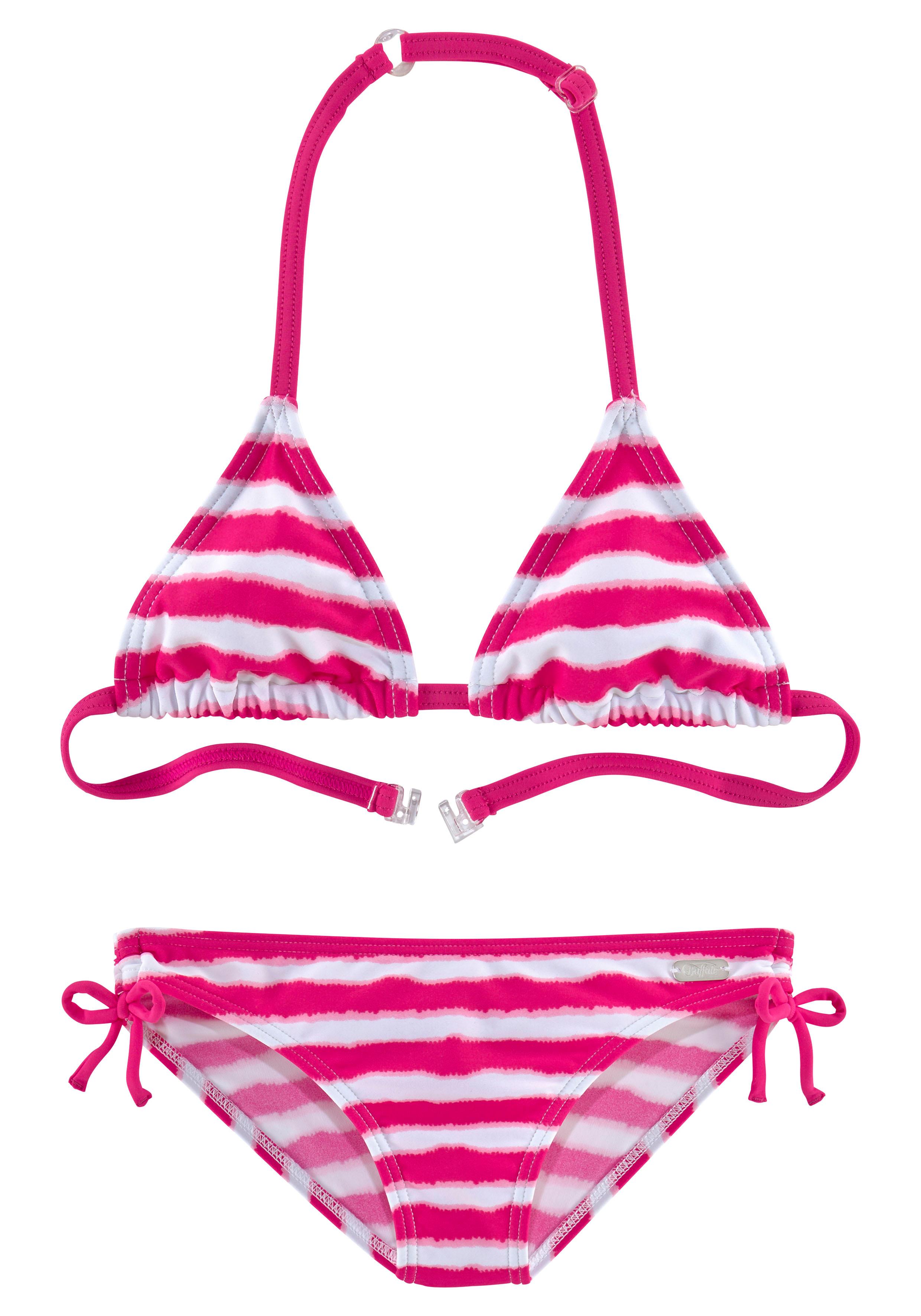 Triangel-Bikini BUFFALO, Kinder, Gr. 176, N-Gr, pink, Polyamid, Batikmuster, gestreift, Bikini-Sets, in trendiger Streifen-Optik Image