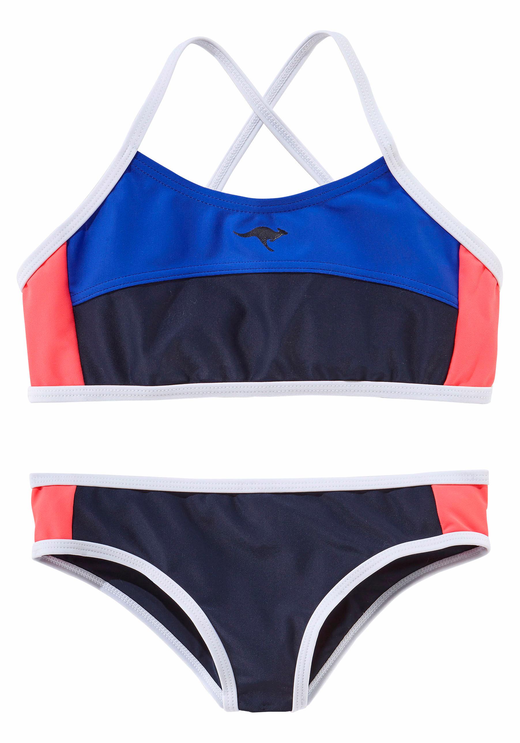 Bustier-Bikini KANGAROOS, Kinder, Gr. 122/128, N-Gr, bunt (marine, hummer), Polyamid, Bikini-Sets, im sportlichen Look Image