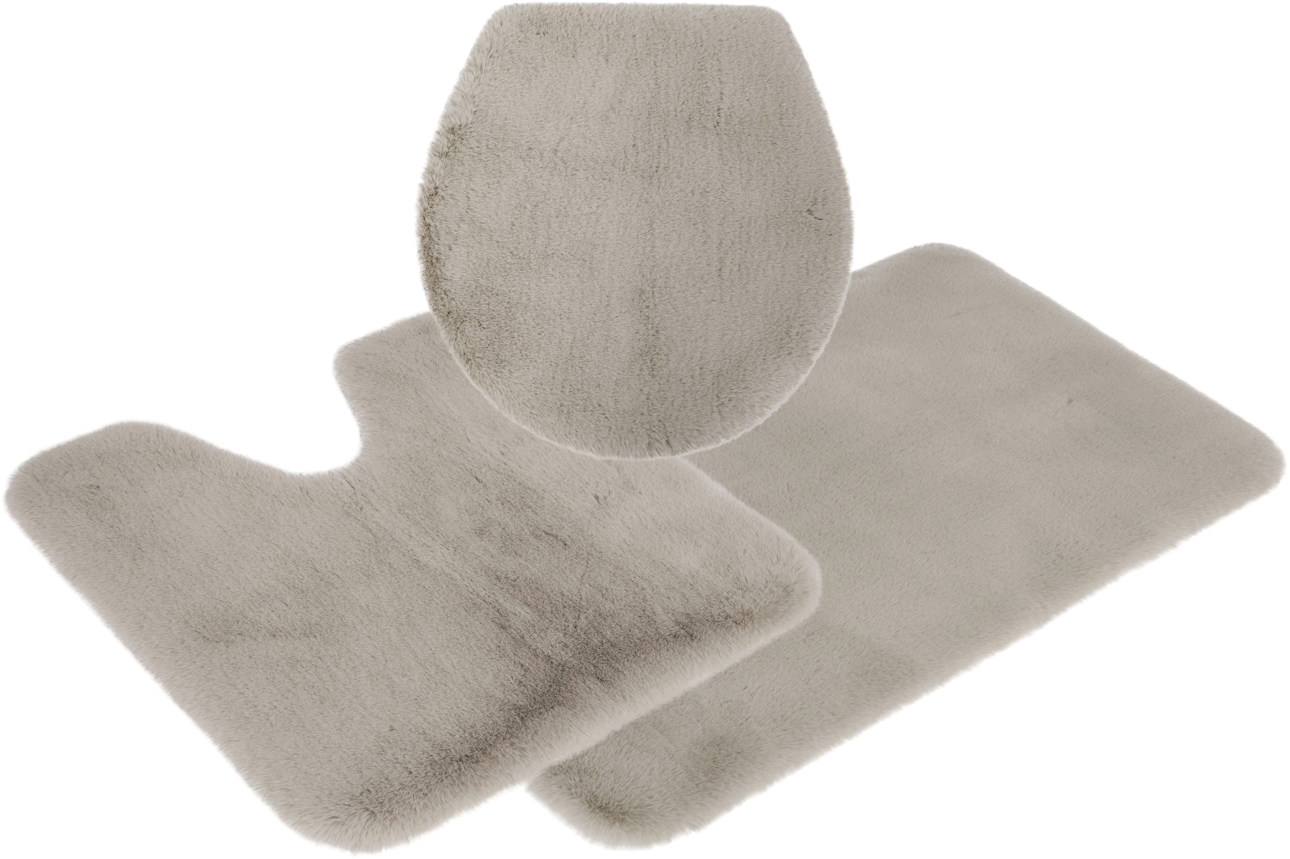 Badematte MY HOME "Rabbit Badematten, Badvorleger, Badezimmer Teppich" Gr. 11, grau (taupe), H:30mm, Polyester, Badematten, Badematte, Kaninchenfell-Haptik, Badteppich, rechteckig, rund & als 3-tlg. Set