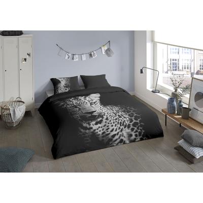 Wendebettwäsche "Hans", schwarz, B/L: 135cm x 200cm, , Microfaser, B/L: 80cm x 80cm, Microfaser, Obermaterial: 100% Polyester, PURE LUXURY COLLECTION, Bettwäsche, Mikrofaser, 135x200, Pflegeleicht, Reißverschluss, Wendeoptik, Leopard Image