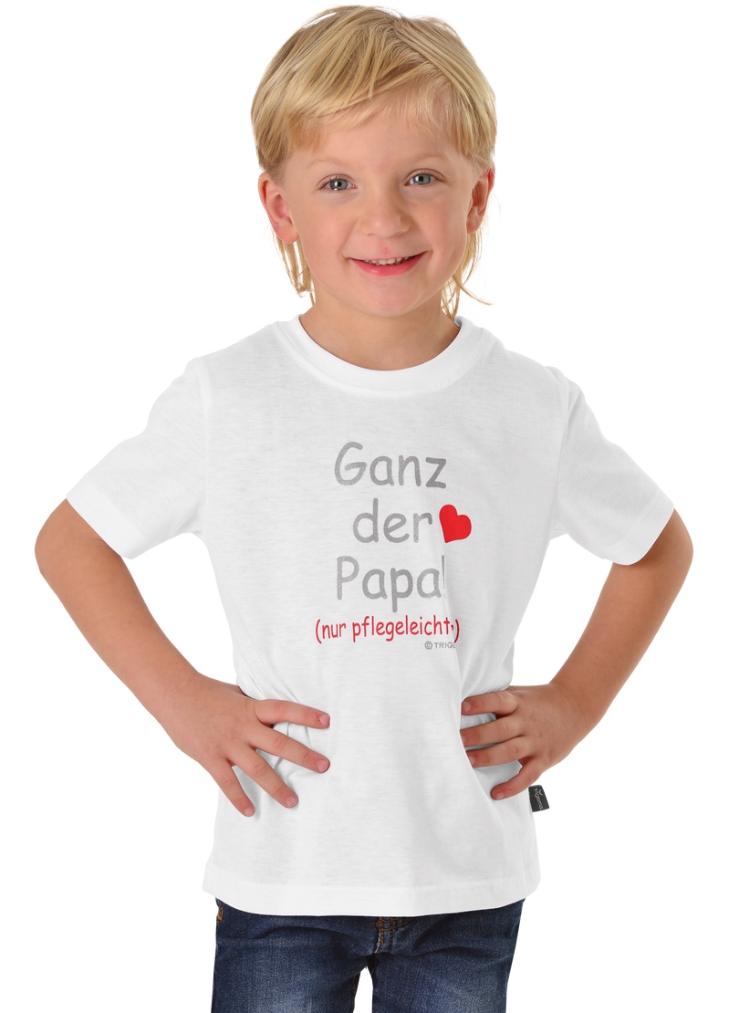 T-Shirt TRIGEMA "TRIGEMA T-Shirt Papas Liebling", Kinder, Gr. 104, weiß, 100% Baumwolle (Bio-Baumwolle kbA), Basic, Shirts Image