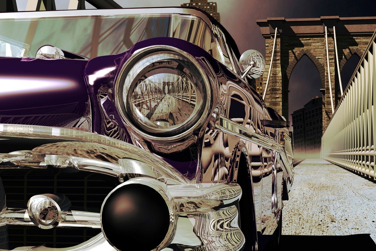 „PAPERMOON Fototapete „“Oldtimer““ Tapeten Gr. B/L: 3,00 m x 2,23 m, Bahnen: 6 St., bunt Fototapeten“