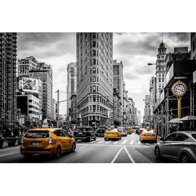 PAPERMOON Fototapete "Gelbe Taxis" Tapeten Gr. B/L: 4,5 m x 2,8 m, Bahnen: 9 St., bunt (mehrfarbig) Fototapeten