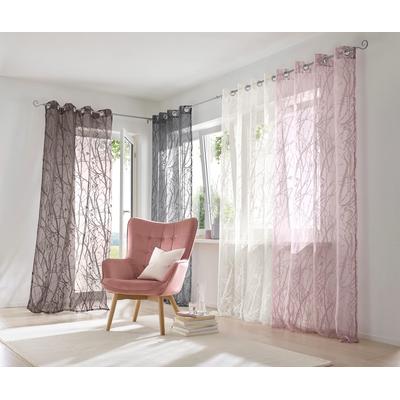 Gardine HEINE HOME Gr. 4, lila (mauve), B:140cm H:245cm, Polyester, Viskose, Gardinen Image