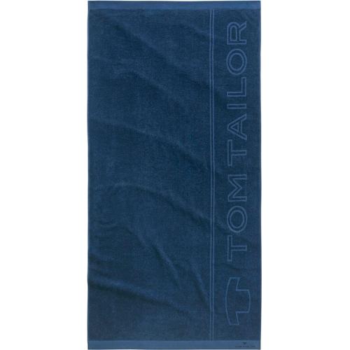 „Saunatuch TOM TAILOR HOME „“Sam““ Handtücher (Packung) Gr. B/L: 90 cm x 180 cm (1 St.), blau Saunatücher mit großem Logodruck“