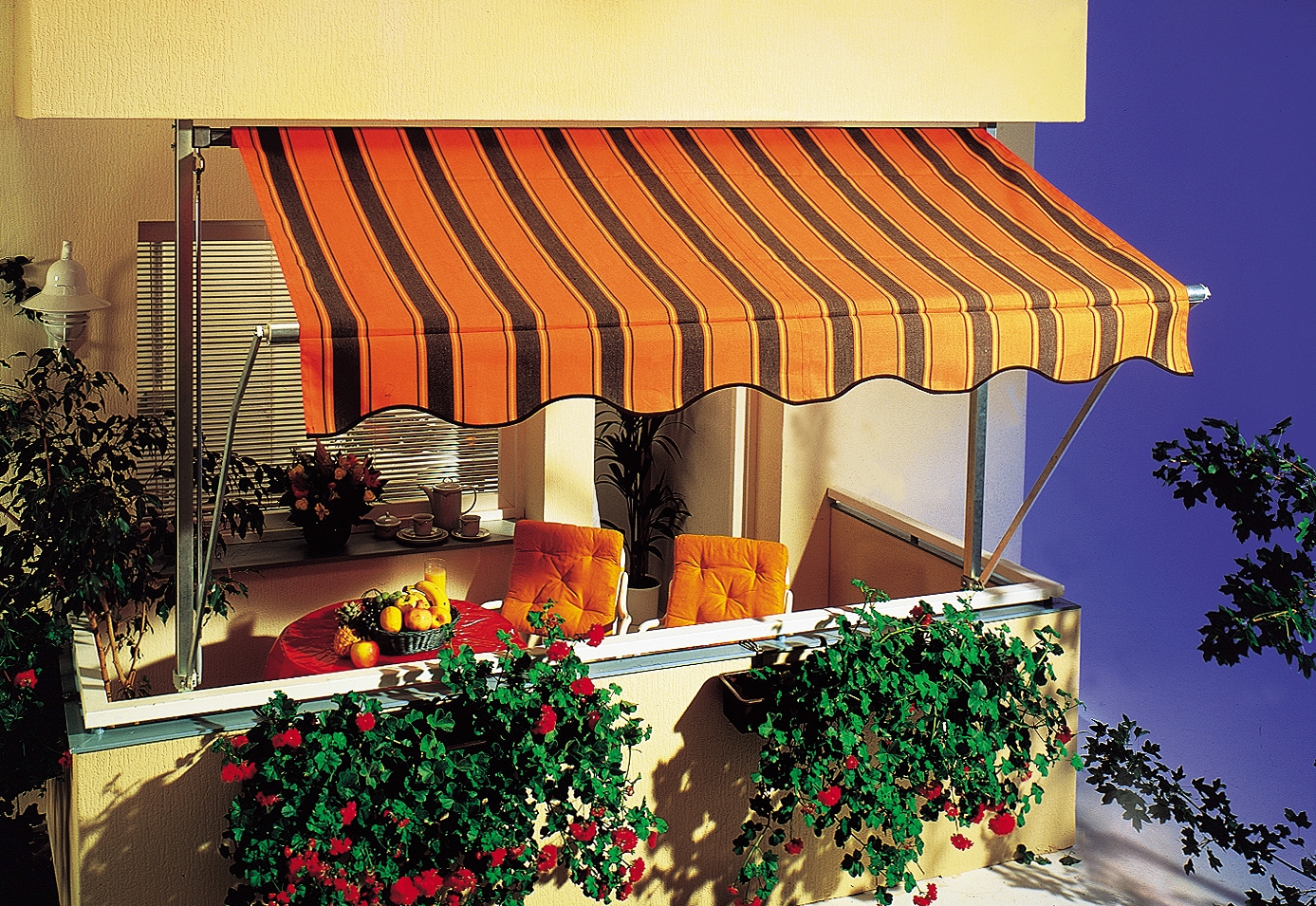 Klemmmarkise SPETTMANN "LINE", orange (orange, braun), B:250, Polyester, Markisen, Breite: 250 cm, Ausfall 160 cm Image