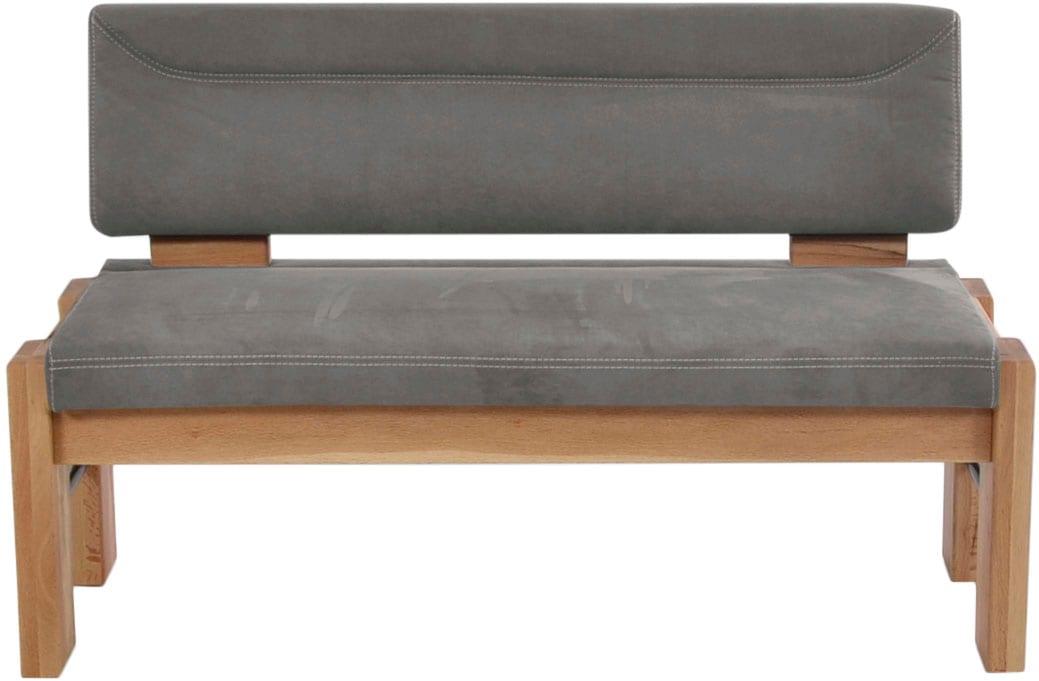 Polsterbank K+W KOMFORT & WOHNEN, grau (anthrazit 82, balkeneiche natur), B:181cm H:90cm T:63cm, Sitzbänke, Polsterbank, gepolsterte Stauraumbank, Massivholz, in 2 Breiten 161cm oder 181cm