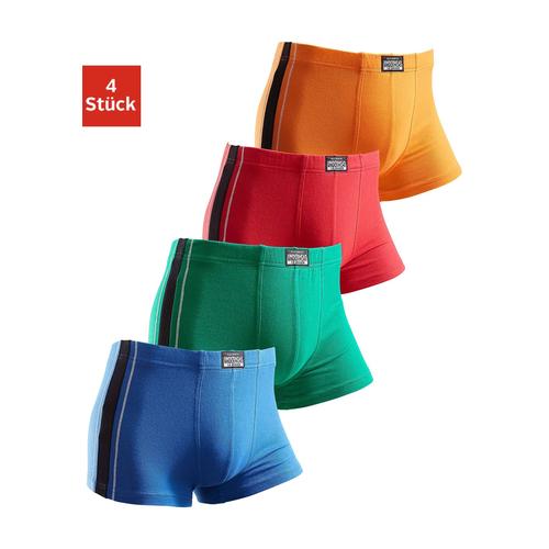 Boxer AUTHENTIC UNDERWEAR Gr. 5, bunt (rot, orange, grün, blau) Herren Unterhosen mit kontrastfarbigen Streifen seitlich