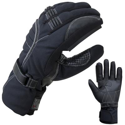 Motorradhandschuhe PROANTI Gr. XXL, schwarz, Handschuhe, XXL, Obermaterial: 45% Rindsleder, 40% Nylon, 10% Polyester, 5% Polyurethan. Innenfutter: 100% Polyester, Winter Regenhandschuhe mit Visierwischer, wasserdicht