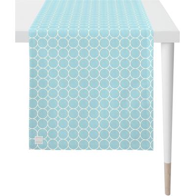 Tischläufer APELT "3973 Outdoor, Sommerdeko, Sommer", blau (hellblau, weiß), B:46cm L:135cm, Polyester, Tischdecken, Jacquardgewebe Image