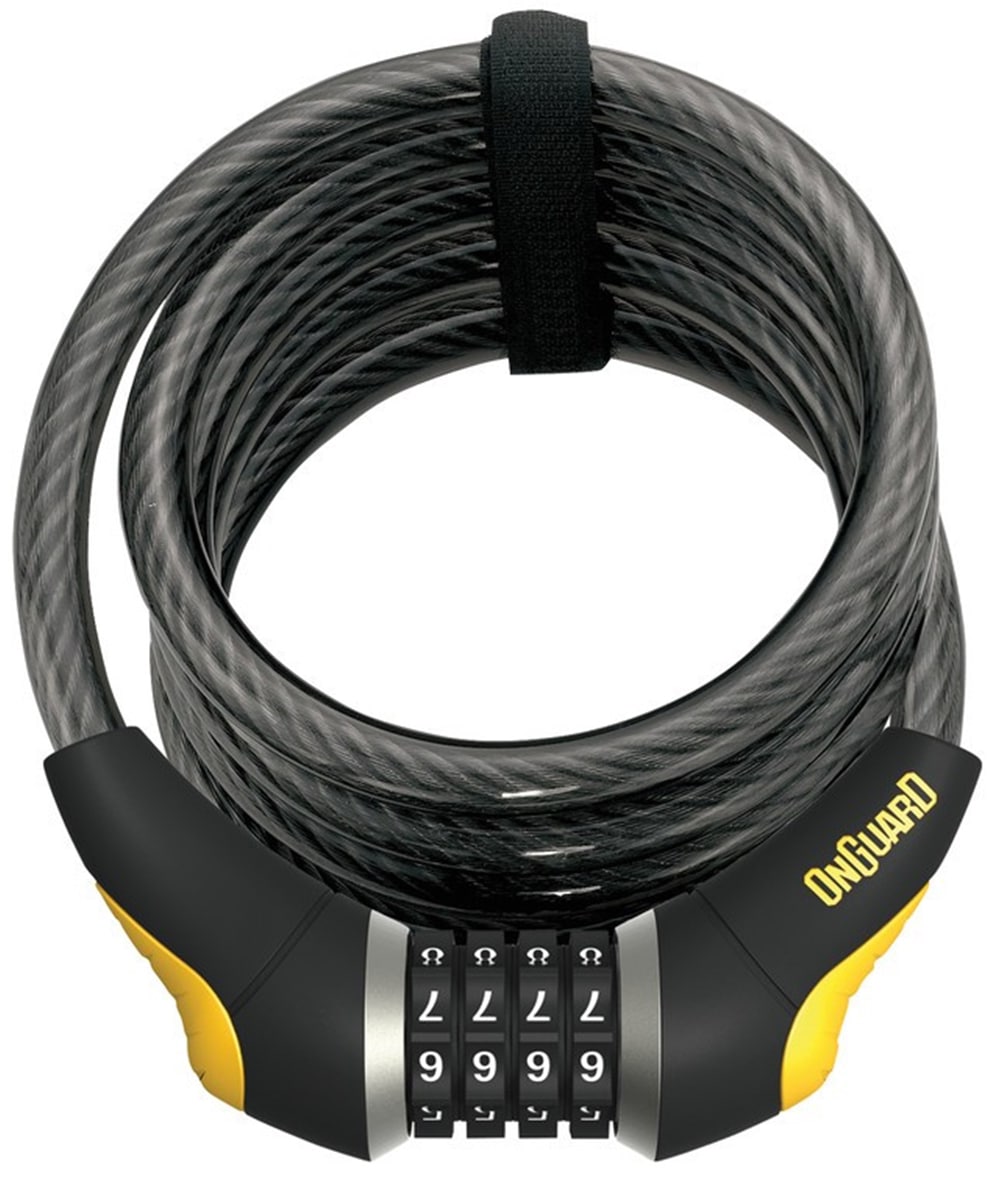 Spiralschloss ONGUARD "OnGuard Spiralkabelschloss Dobermann Combo 8031", schwarz, SicherheitsschlösserL:185cm Ø:12mm, Kunststoff, L:185cm Ø:12mm