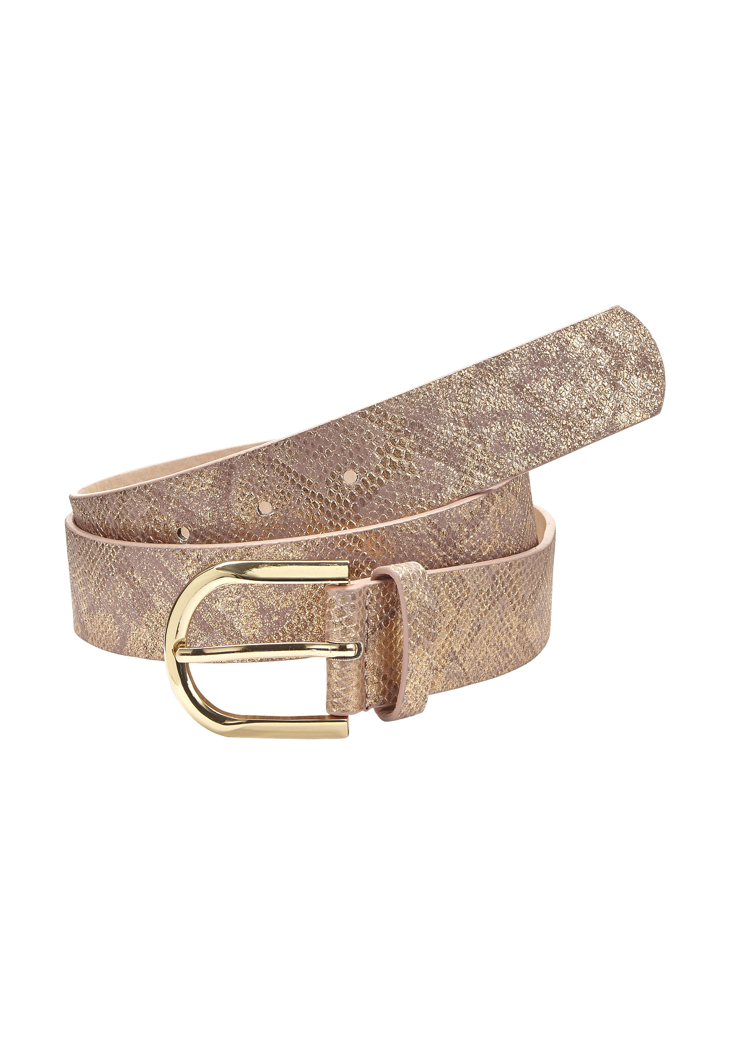 Hüftgürtel LASCANA "Hosengürtel", Damen, Gr. 75, rosa (roségoldfarben), Lederimitat, Animalmuster, Reptilienprägung, Schlangenoptik, Snakeprint, animal-print, bedruckt, beschichtet, gemustert, geprägt, geprägtes Muster, glänzend, metallic, Gürtel,... Image