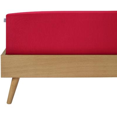 Spannbettlaken SCHIESSER "Jessi aus 100% Baumwolle", rot, B:100cm L:200cm, Jersey, Obermaterial: 100% Baumwolle, Laken, für Matratzen bis zu 22 cm Höhe, MADE IN GREEN by OEKO-TEX Image